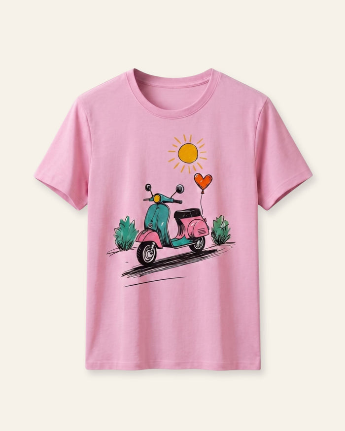 Girls Scooter Ride Tee — Pink