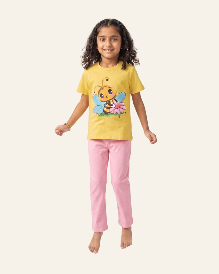 Girls Busy Bee Trouser Set — Yellow