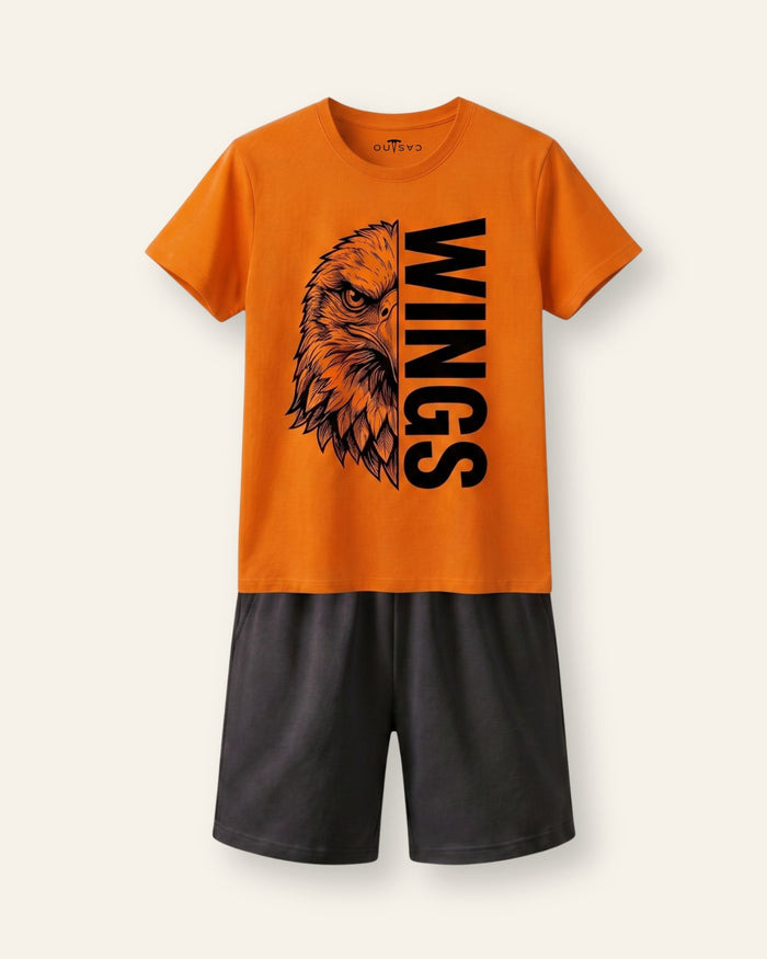 Boys Tiger Wings Shorts Set — Orange