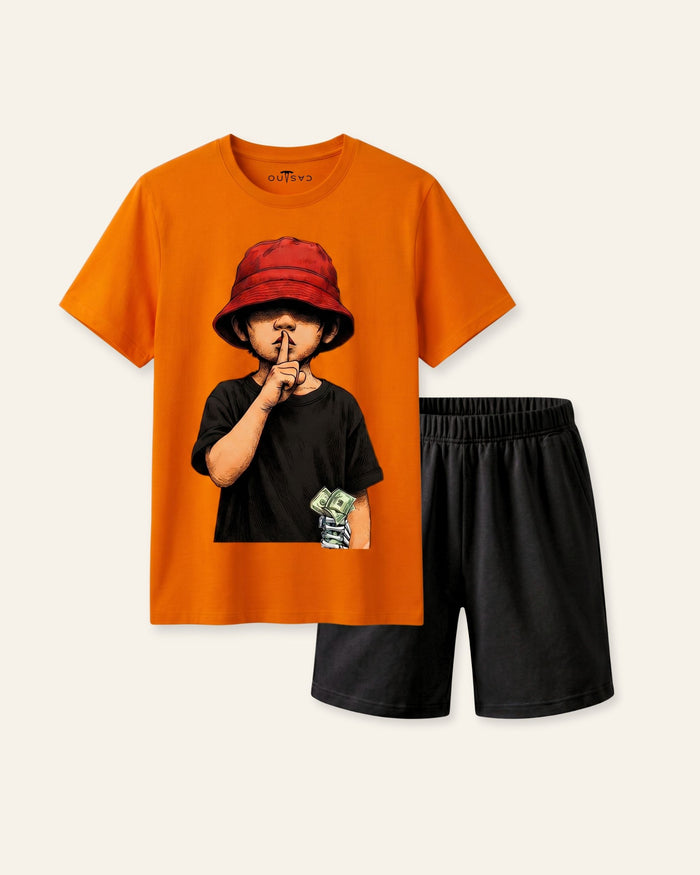 Boys Street Style Shorts Set — Orange