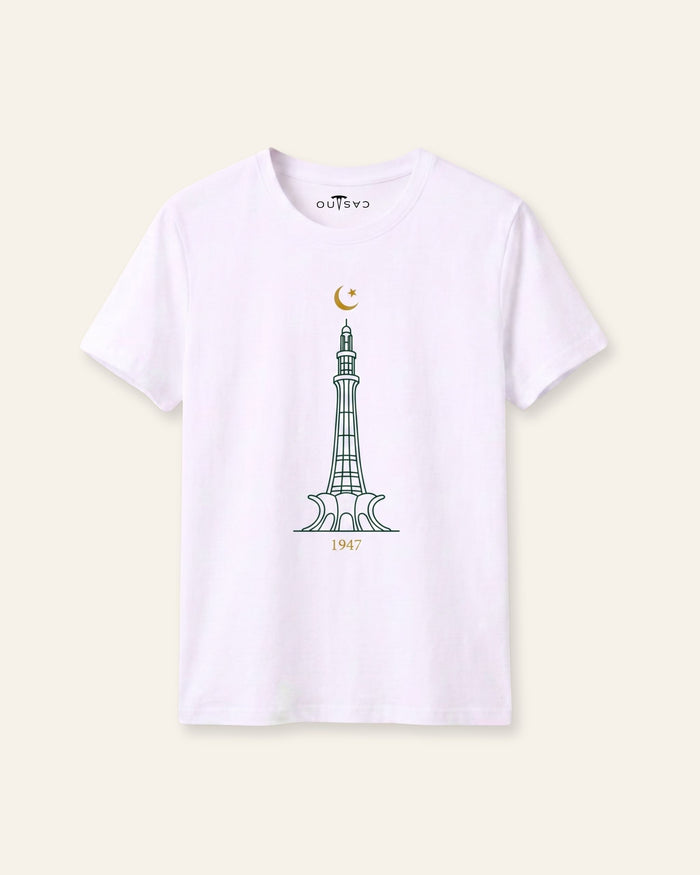 Minar-e-Pakistan Sketch White Tee