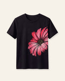Girls Pink Gerbera Tee — Black