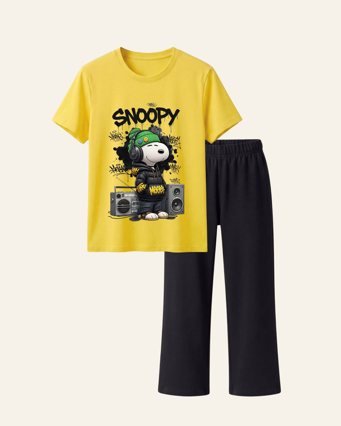 Kids Cartoon Beagle Trouser Set