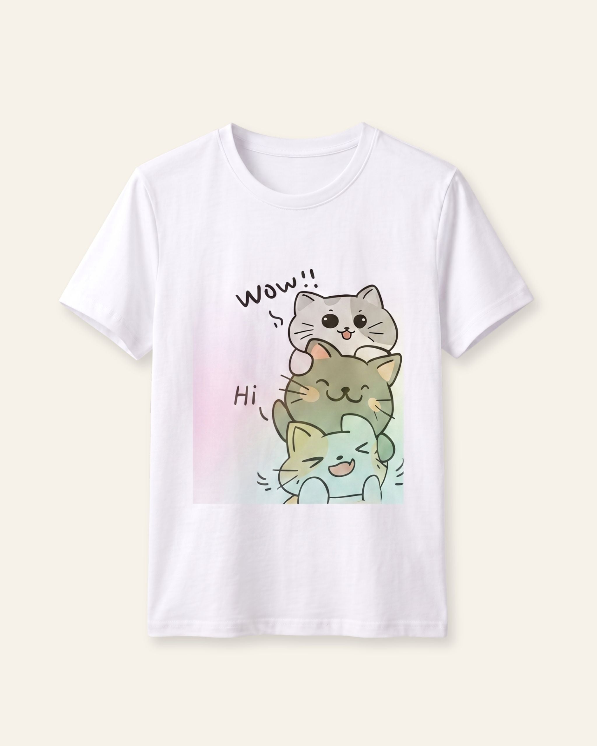 Girls Cat & Frog Tee — White