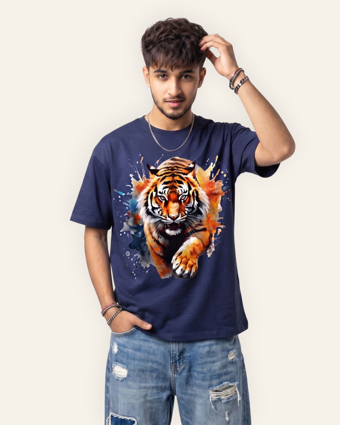 Men's Tiger Graphic Tee — Navy