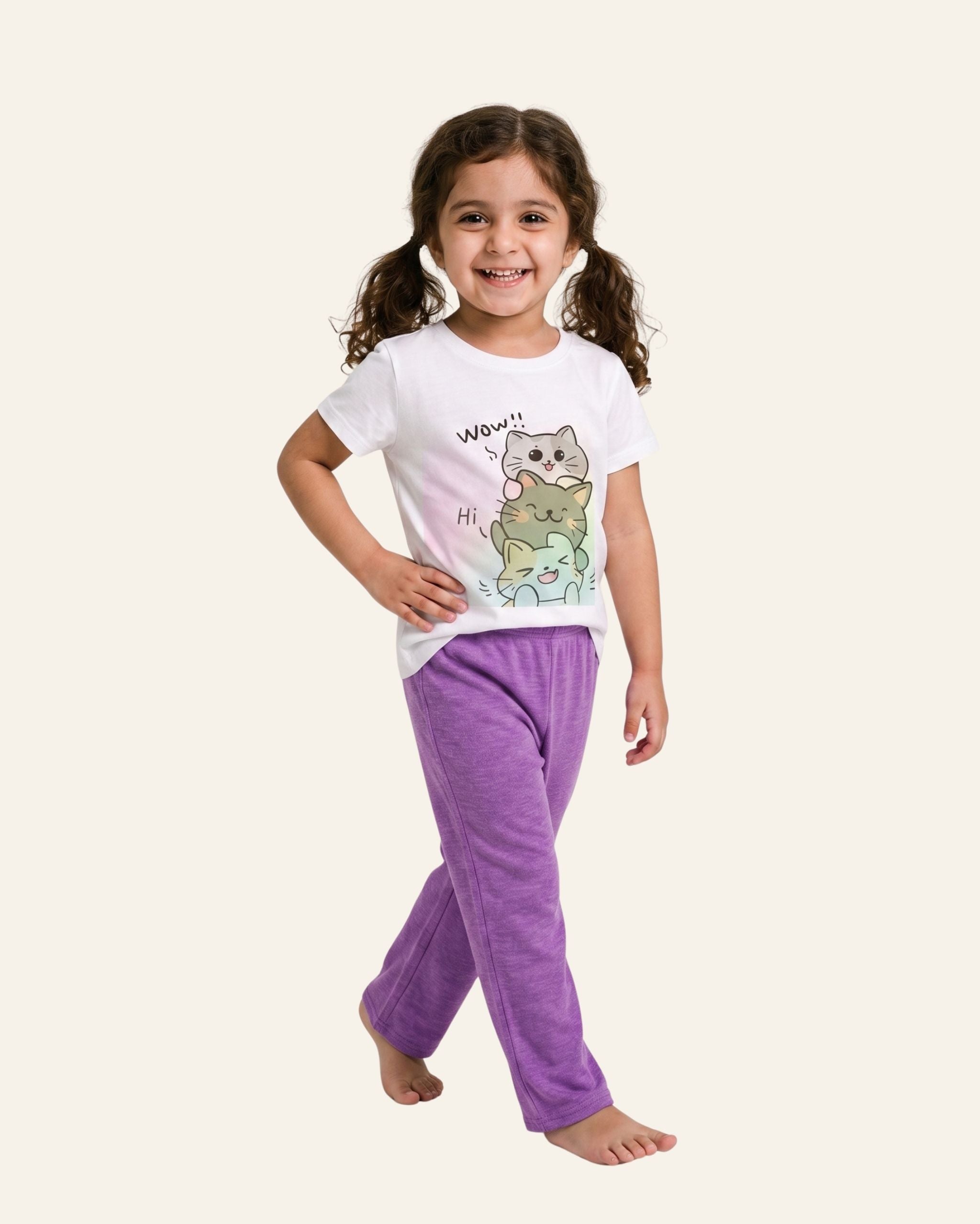 Girls Sweet Graphic Trouser Set — White