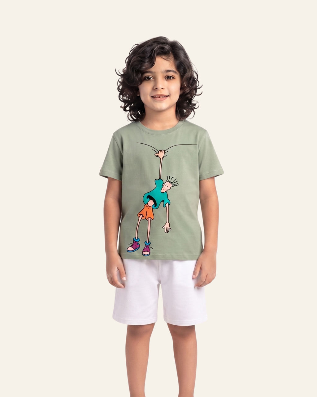 Boys Blue Platypus Shorts Set — Sage