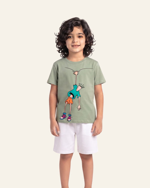 Boys Blue Platypus Shorts Set — Sage