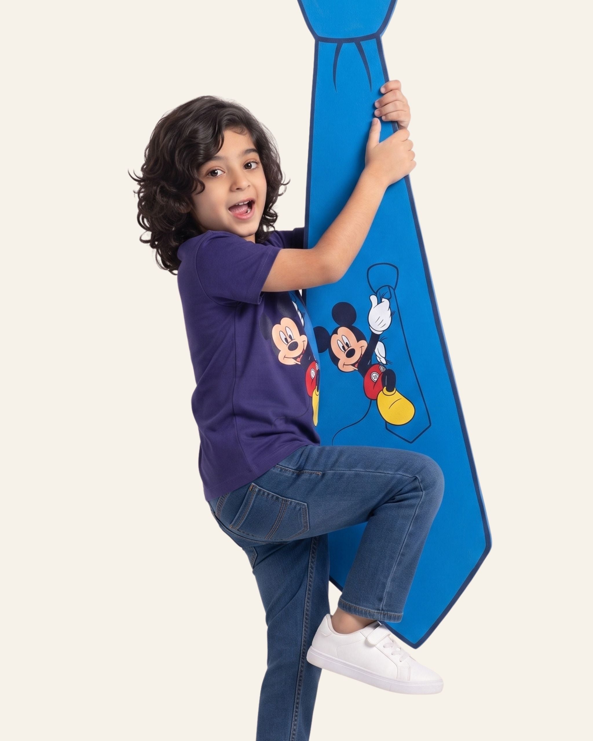 Boys Cartoon Mouse Tee — Navy