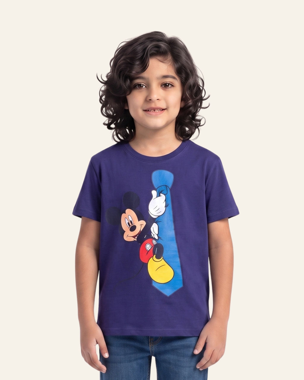 Boys Cartoon Mouse Tee — Navy