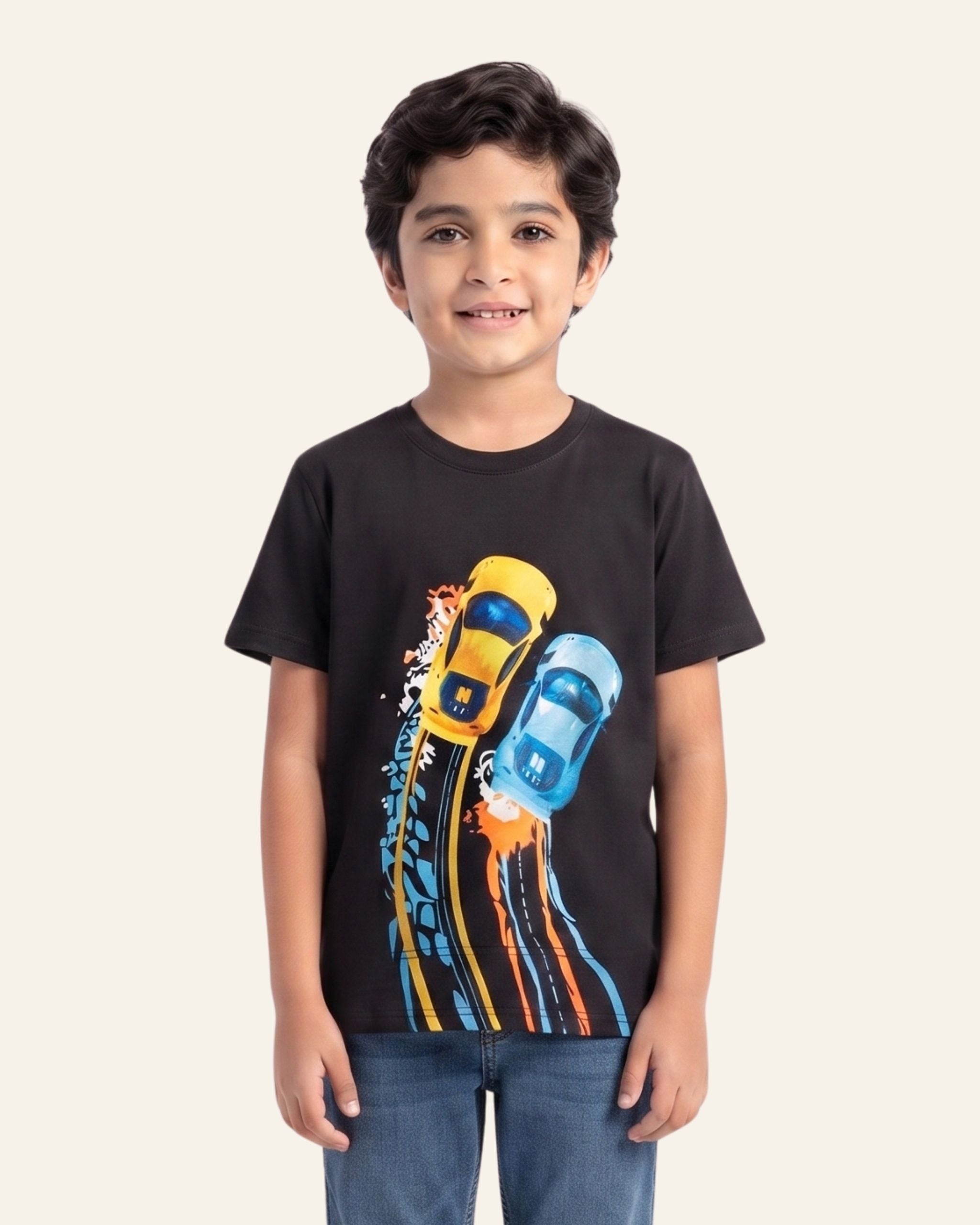 Boys Racing Cars Tee — Black
