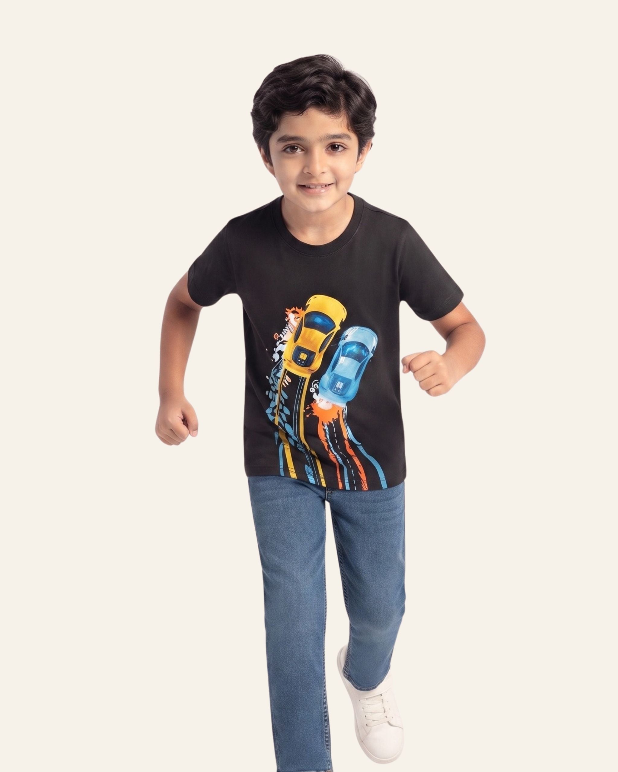 Boys Racing Cars Tee — Black