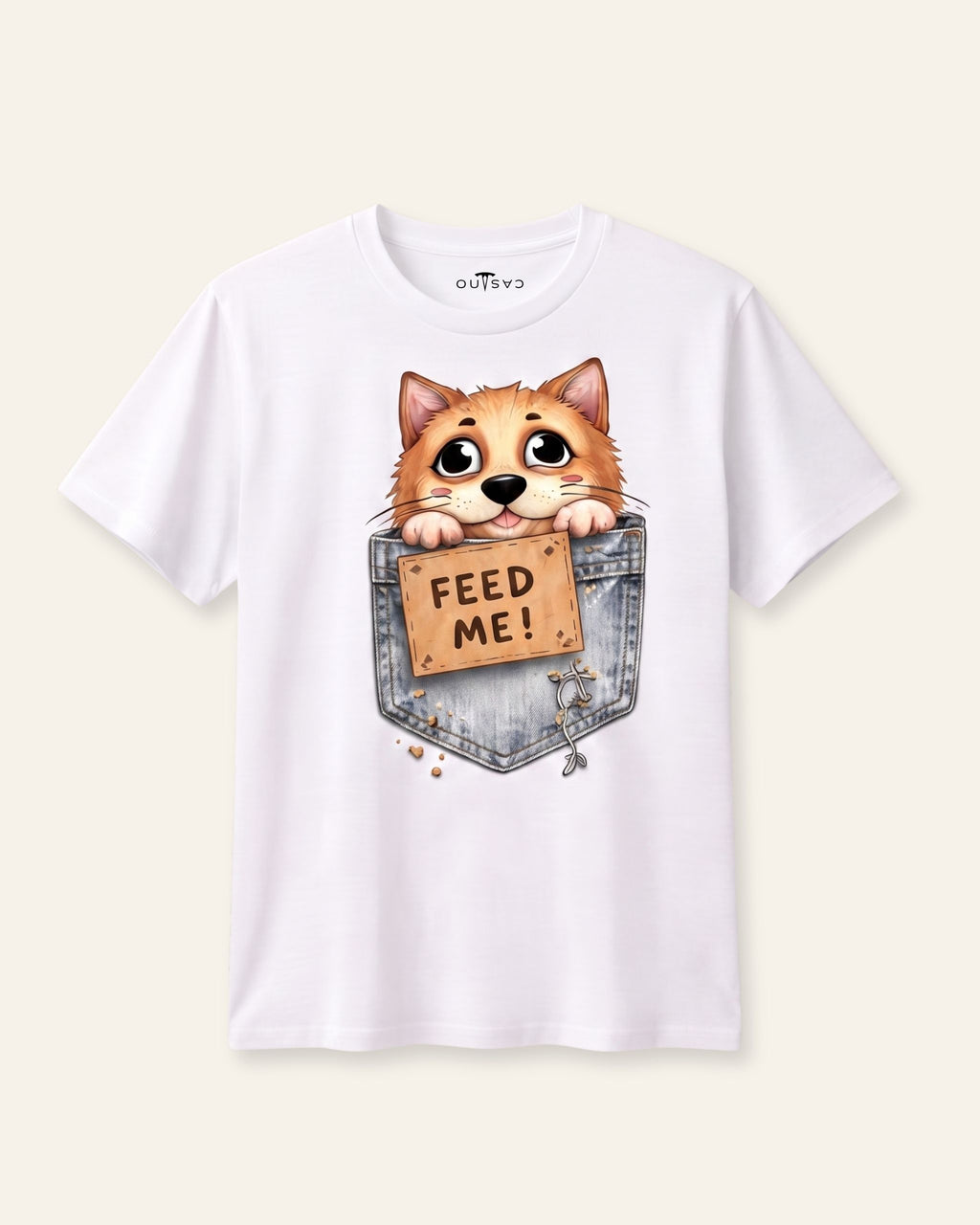 Men's Pocket Cat Graphic Tee — White