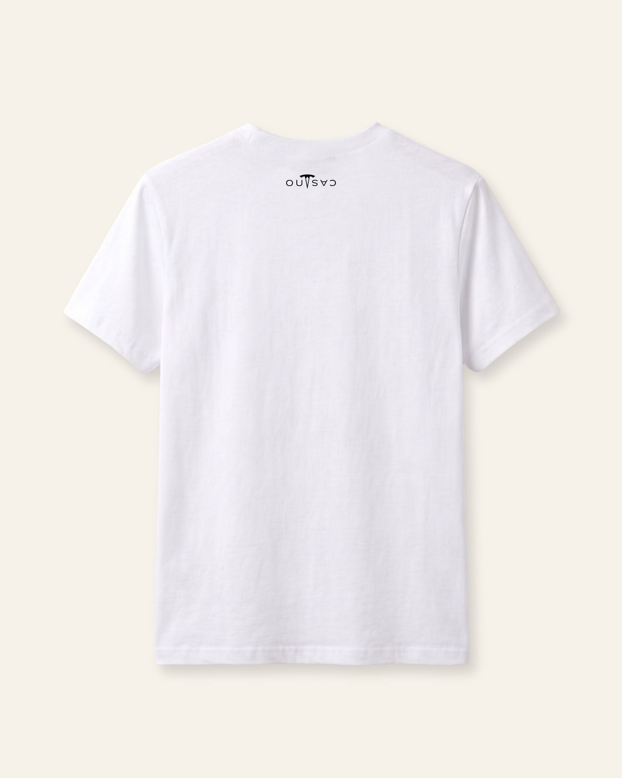 Kids white basic tee, flat front