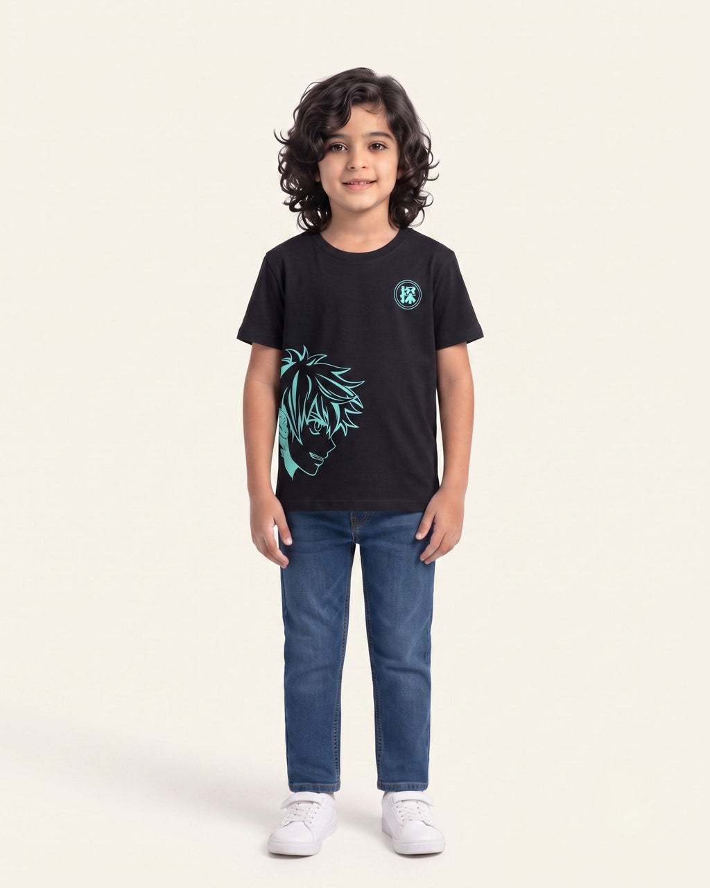 Boys Anime Hero Tee — Black