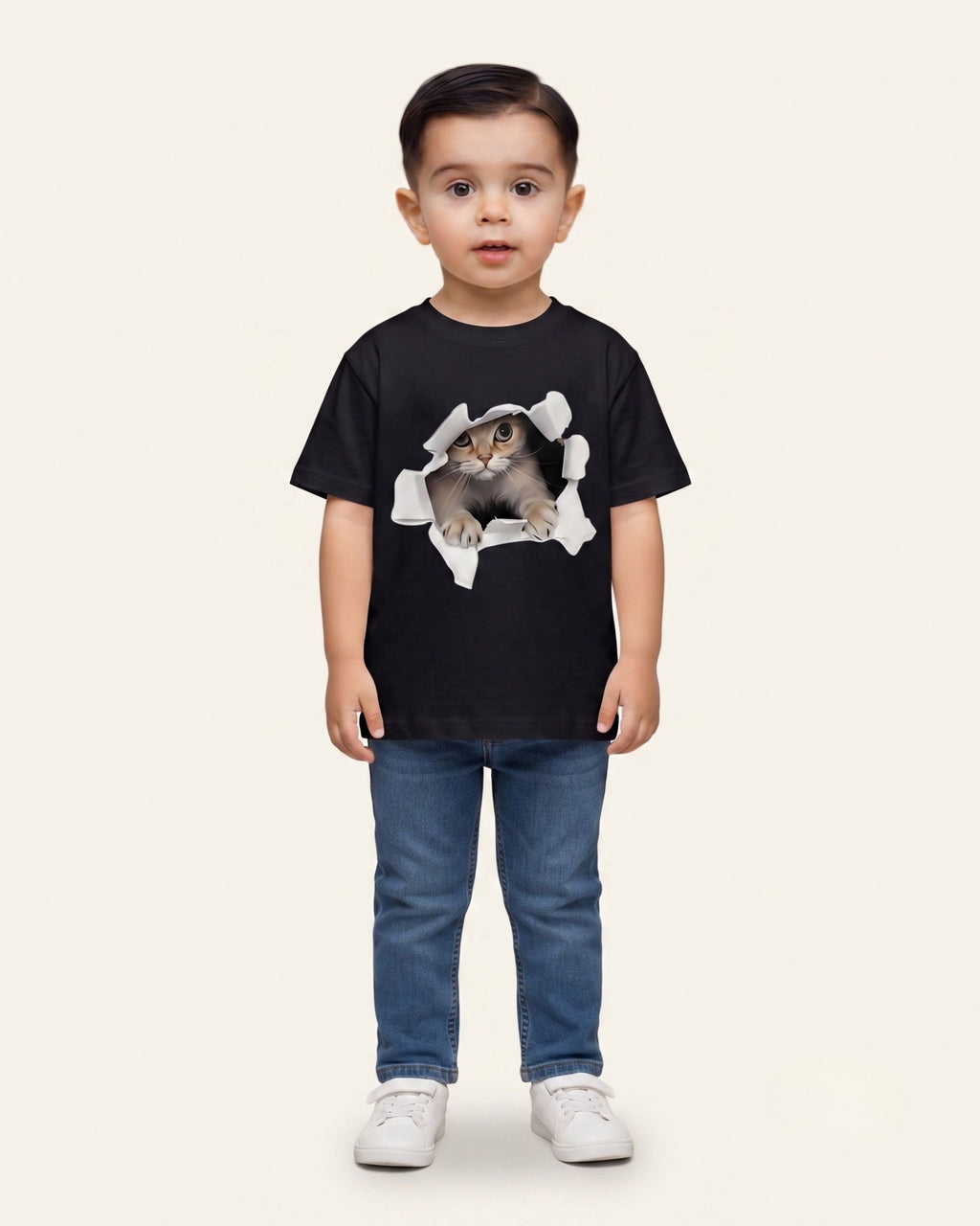 Boys Cat Tee — Black