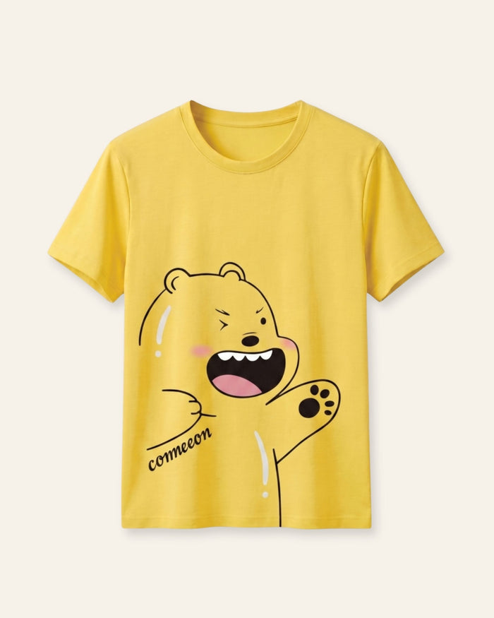 Girls Honey Bear Tee — Yellow