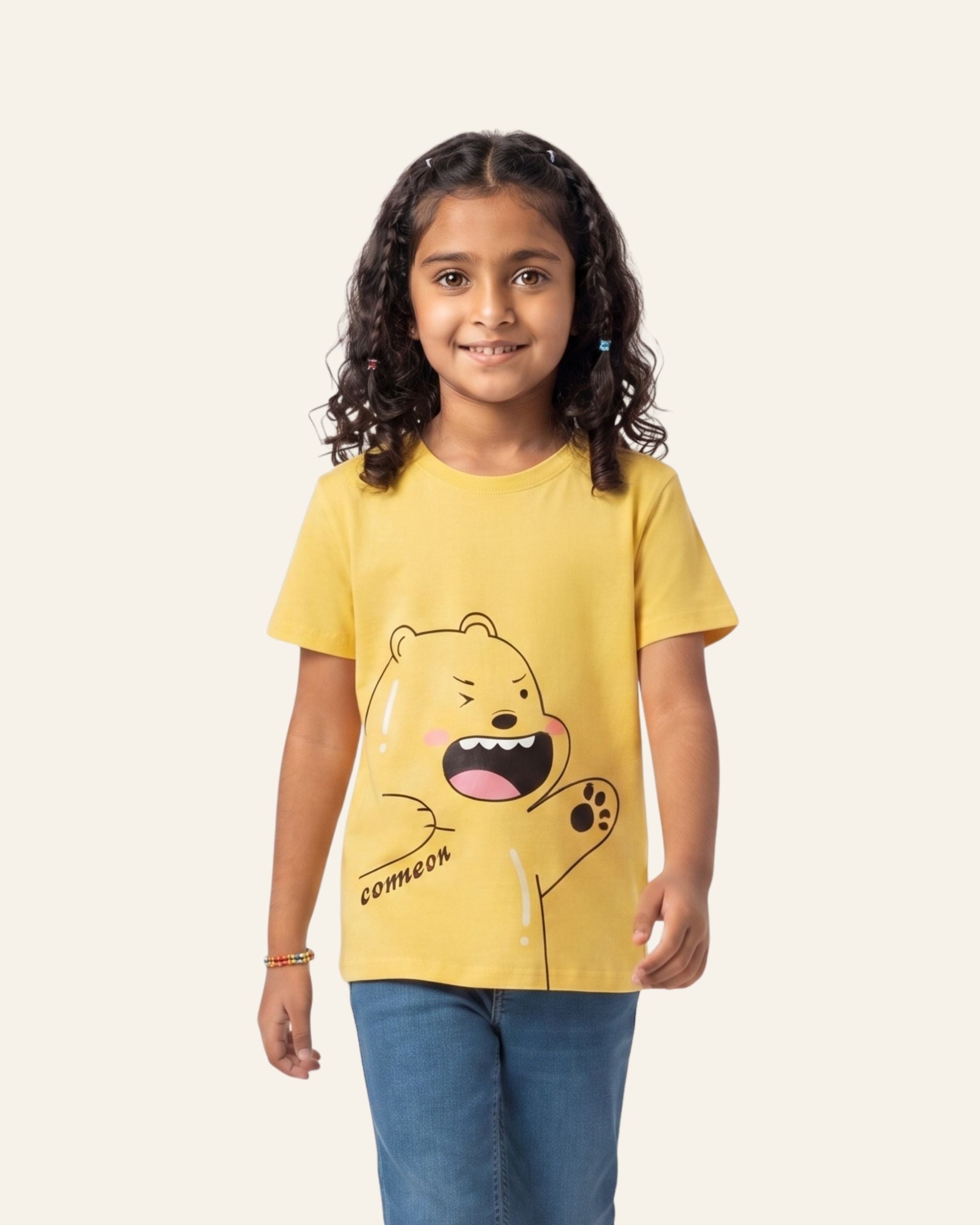 Girls Honey Bear Tee — Yellow