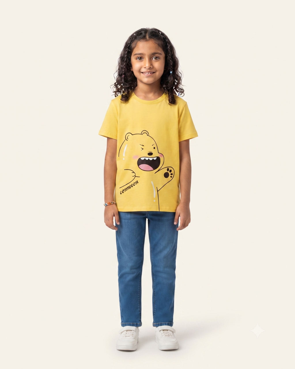 Girls Honey Bear Tee — Yellow