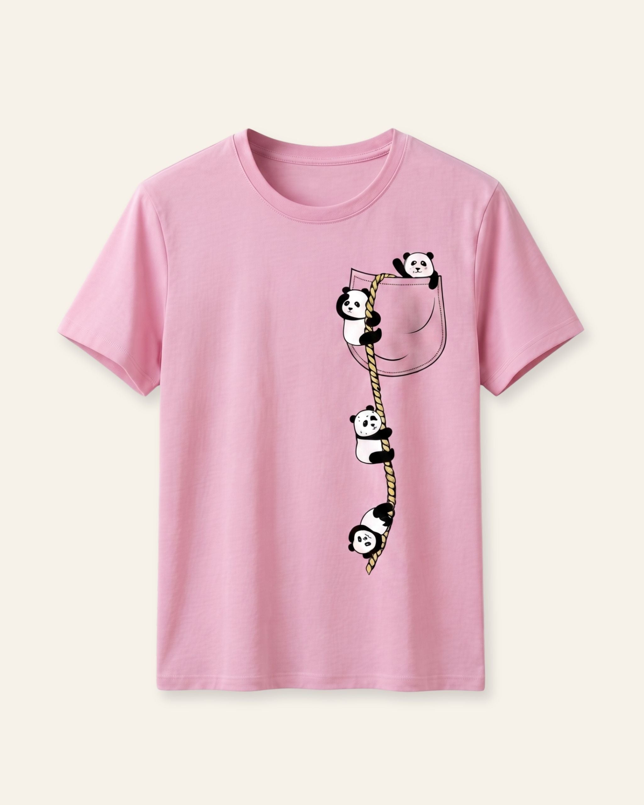 Girls Panda Print Tee — Pink