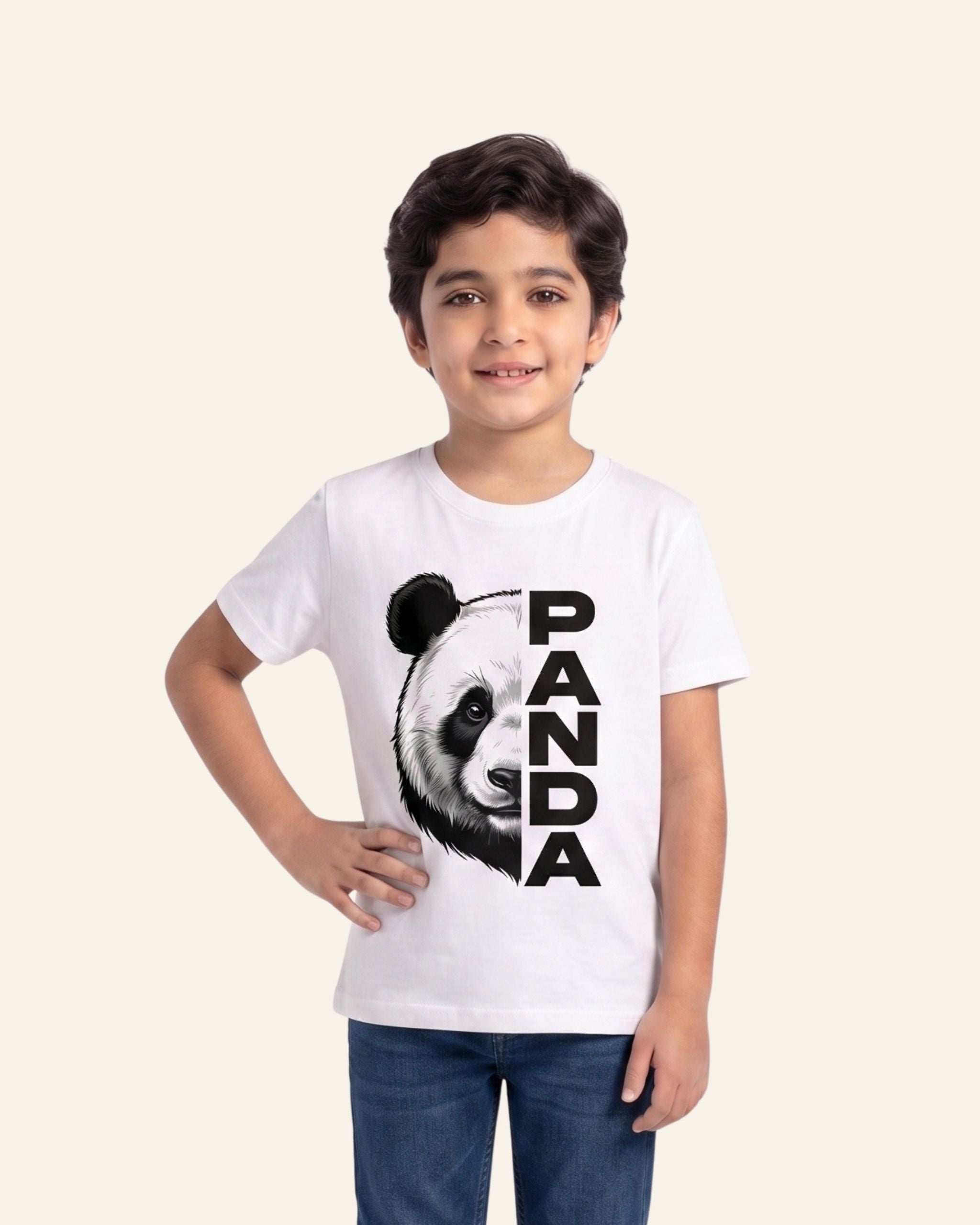 Boys Panda Tee — White