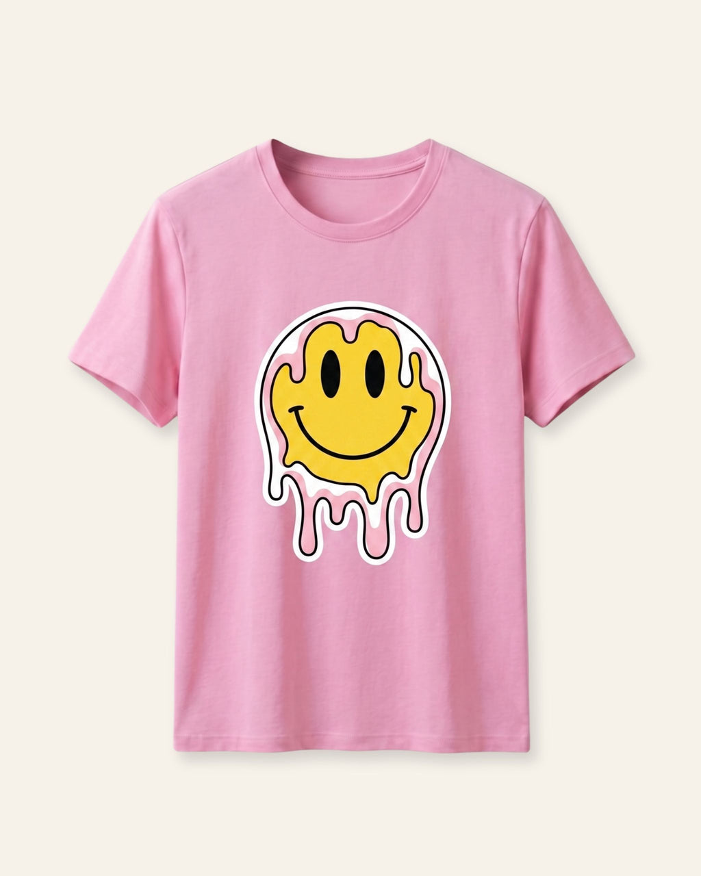 Girls Dripping Smiley Tee — Pink
