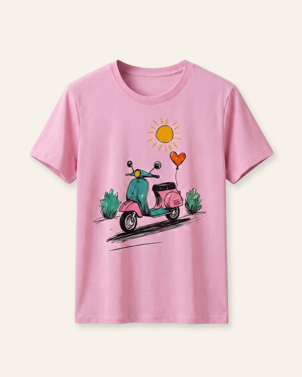 Girls Scooter Ride Tee — Pink