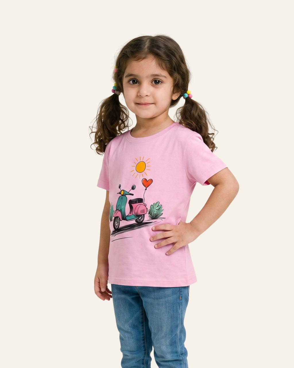 Girls Scooter Ride Tee — Pink