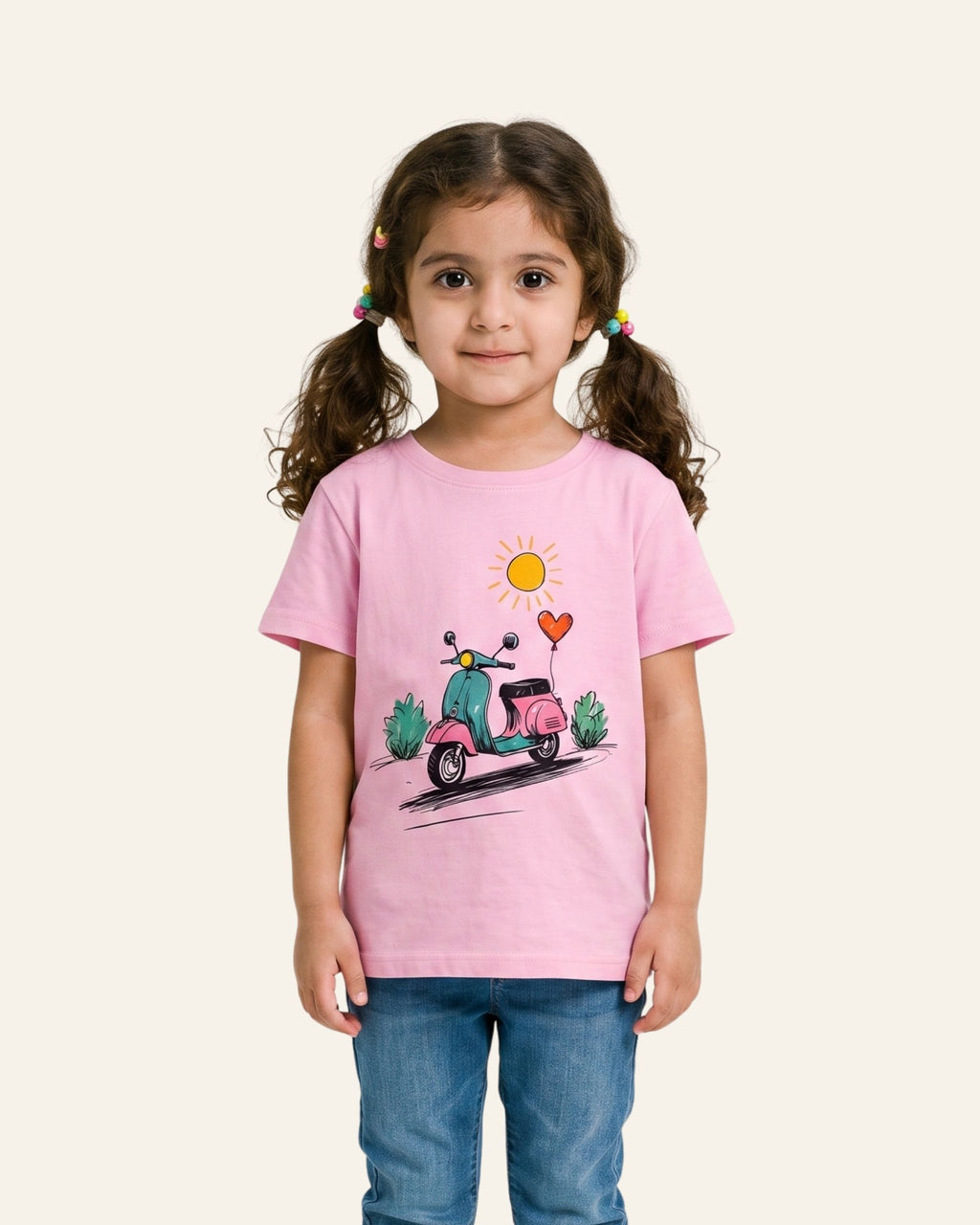 Girls Scooter Ride Tee — Pink
