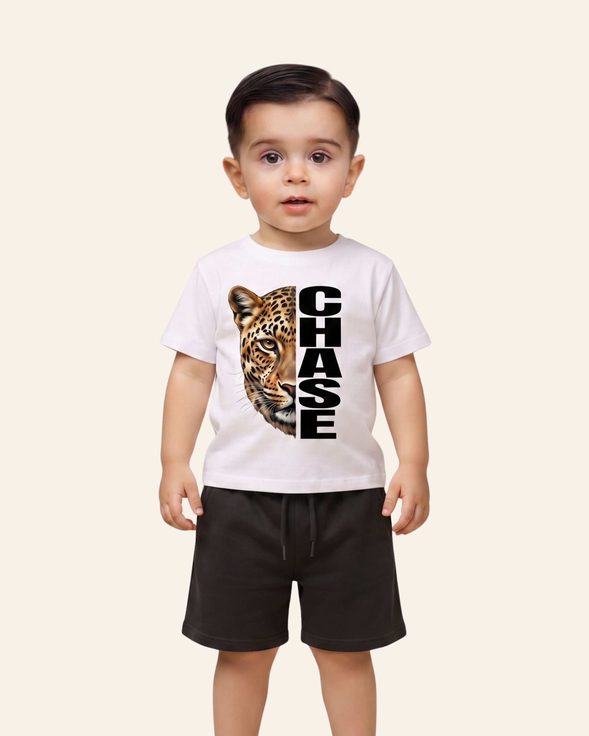 Boys Chase Graphic Shorts Set — White