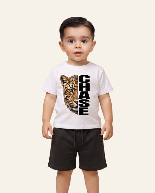 Boys Chase Graphic Shorts Set — White