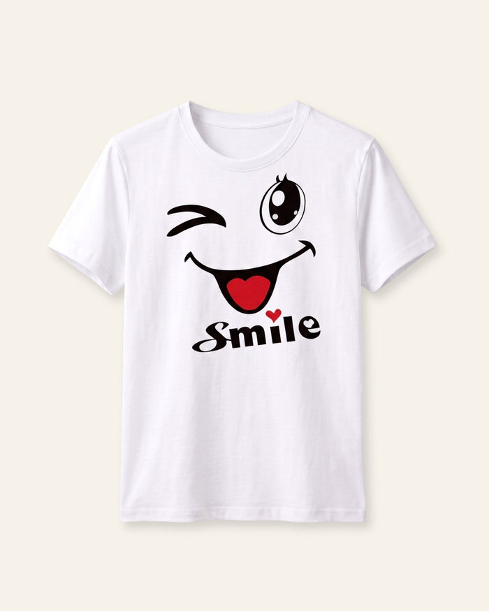 Girls Smile Wink Tee — White