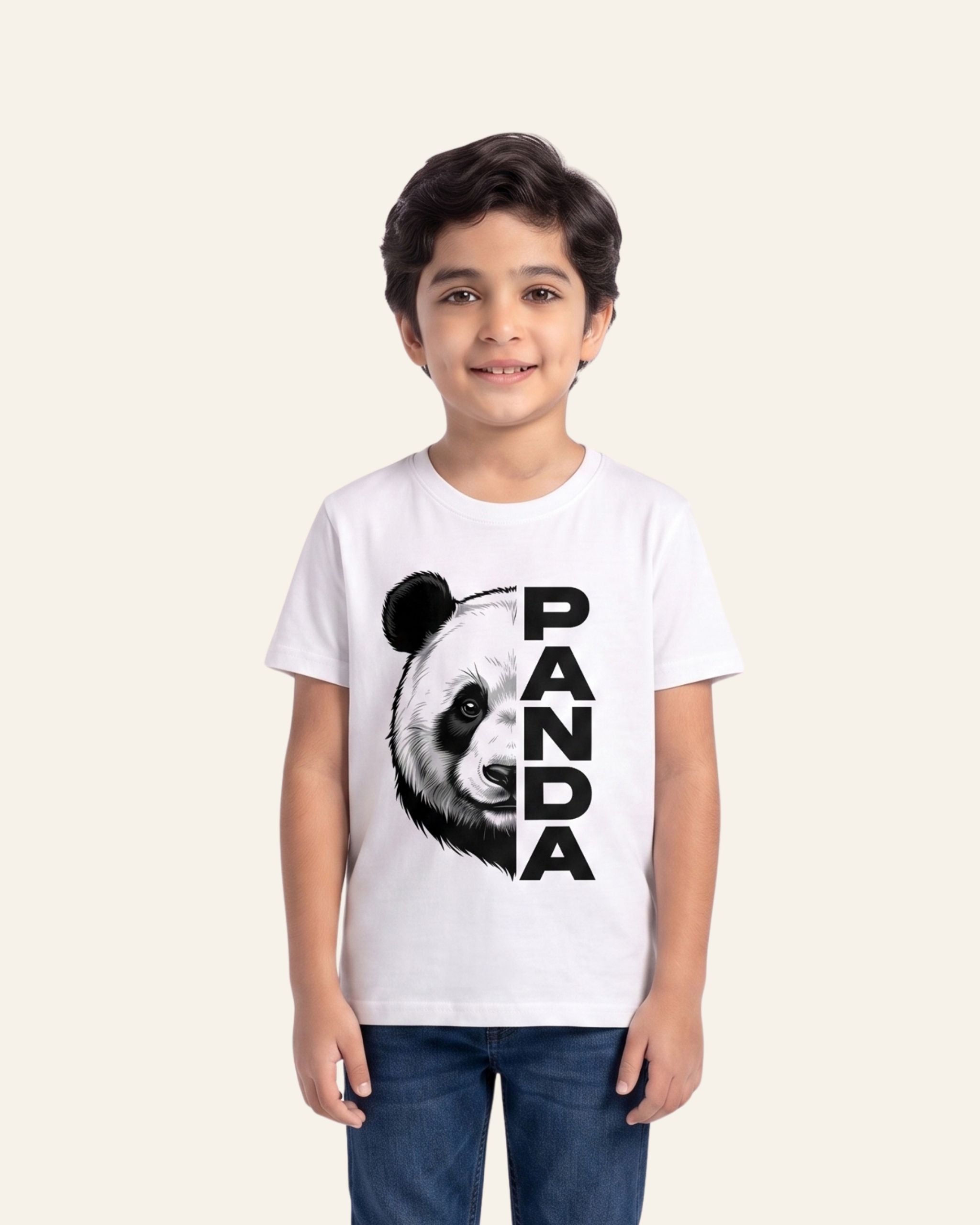 Boys Panda Tee — White