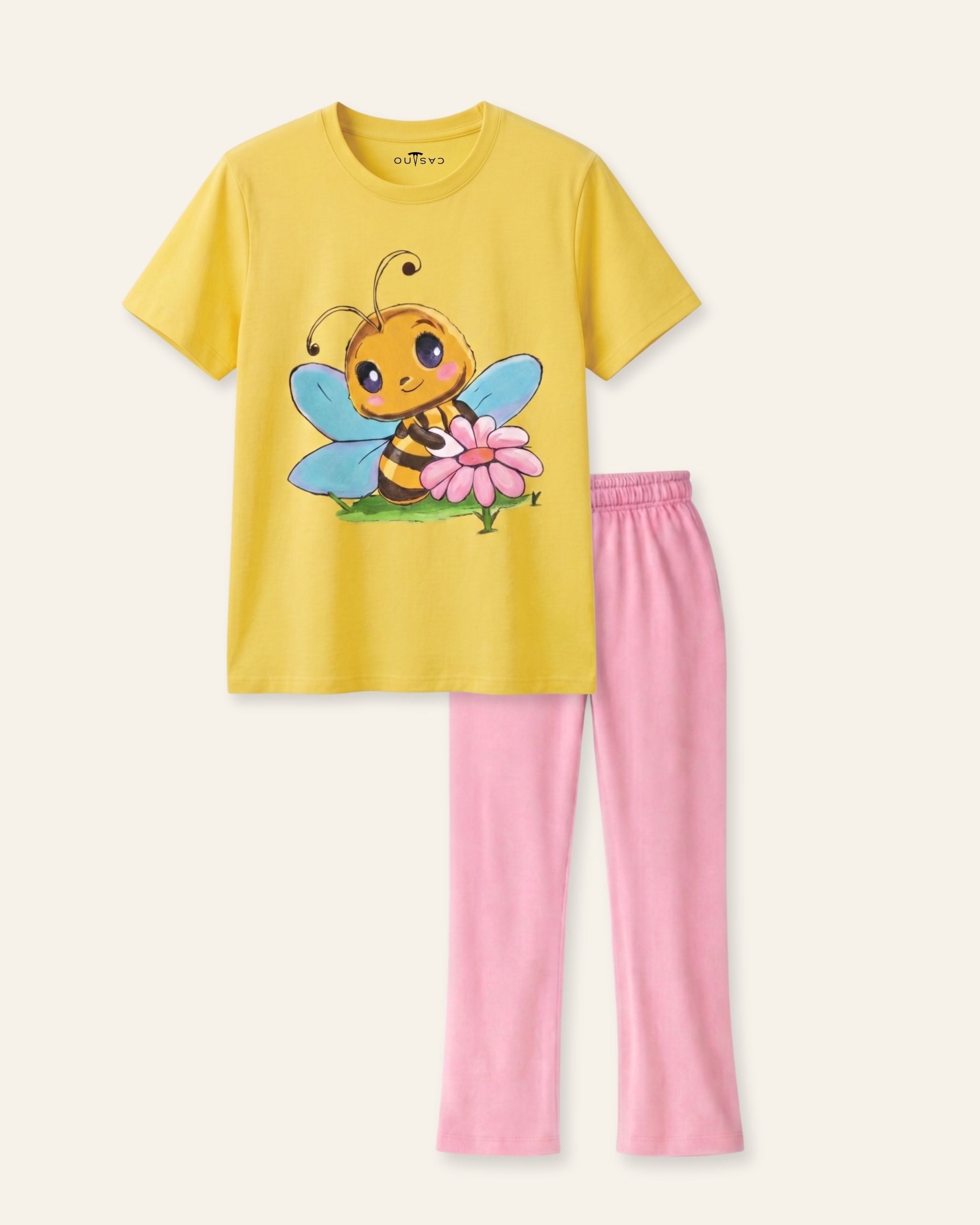 Girls Busy Bee Trouser Set — Yellow