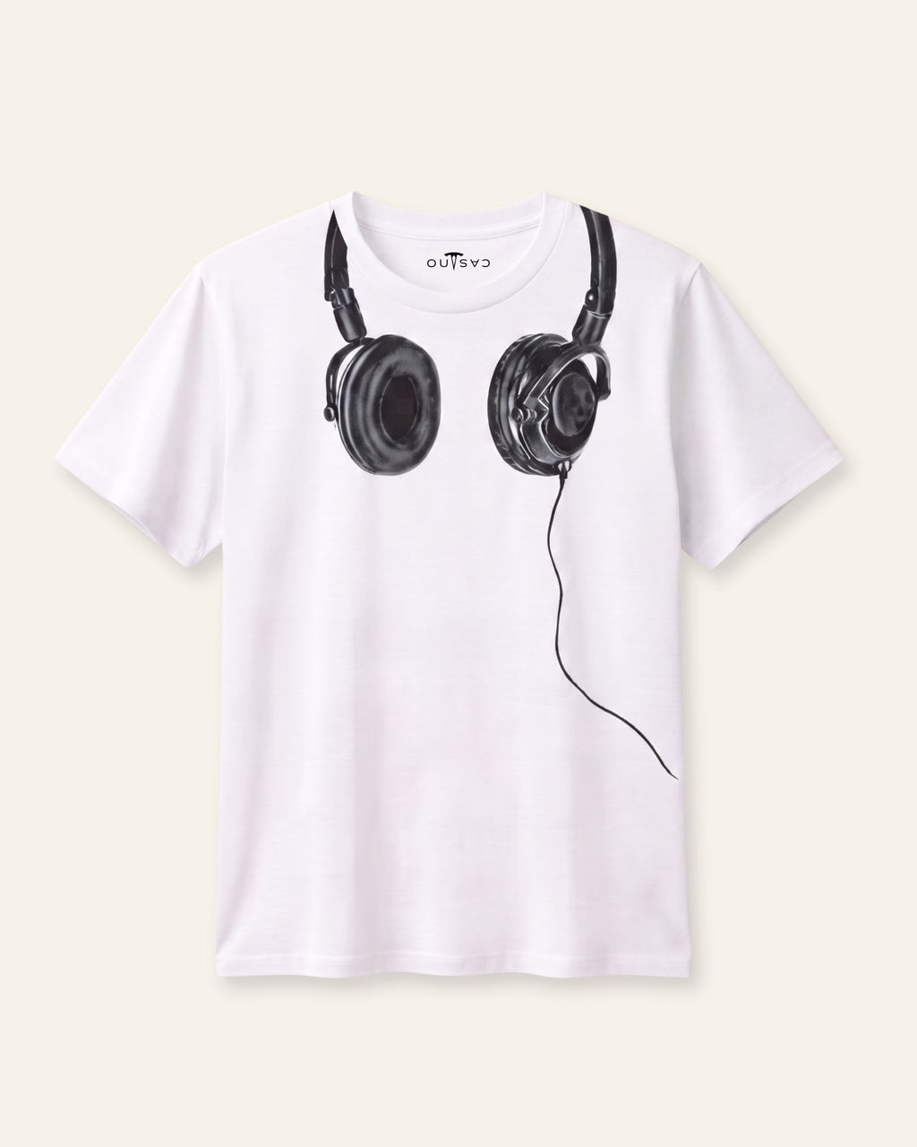 Men's Headphone Wrap Graphic Tee — White