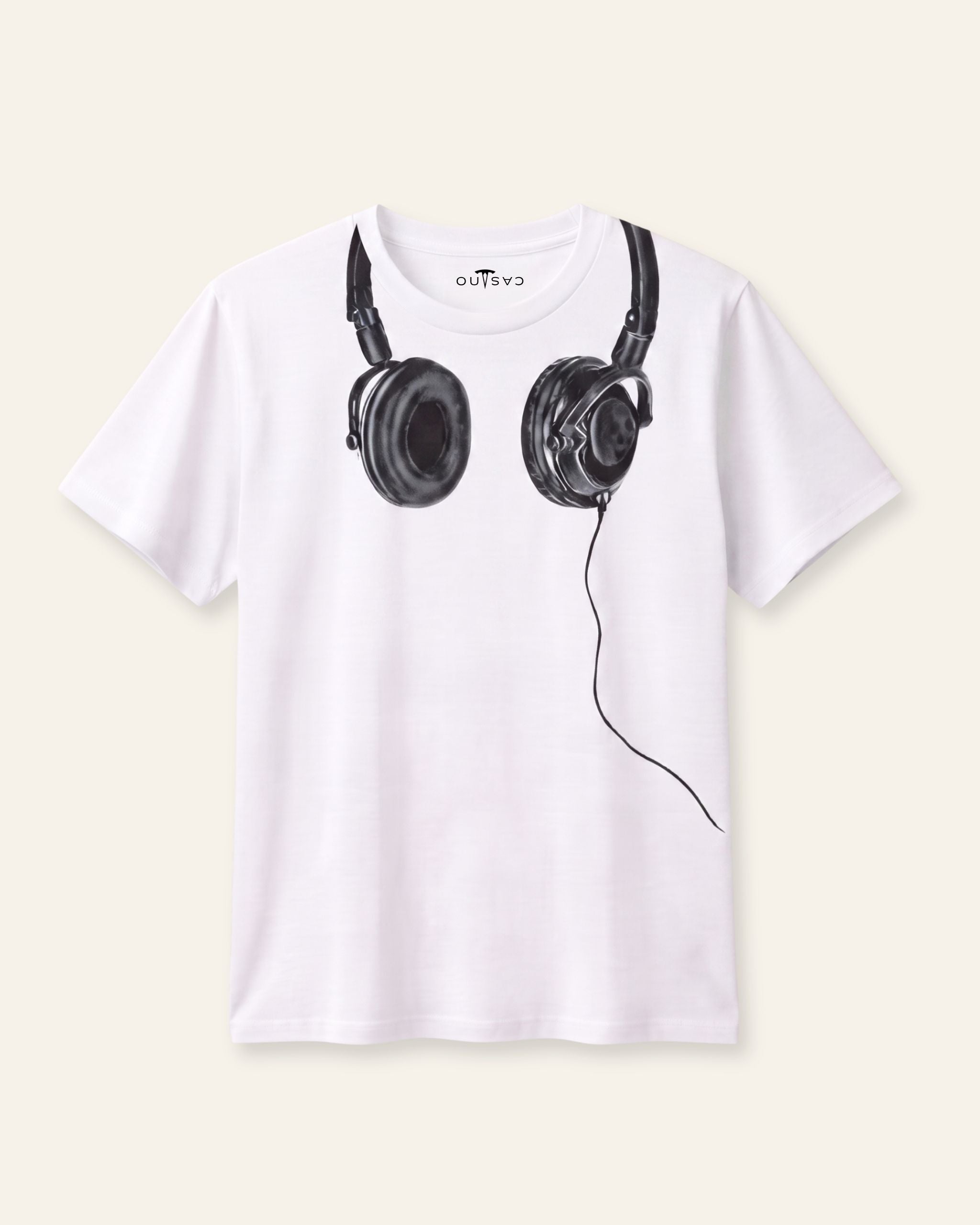 Men's Headphone Wrap Graphic Tee — White