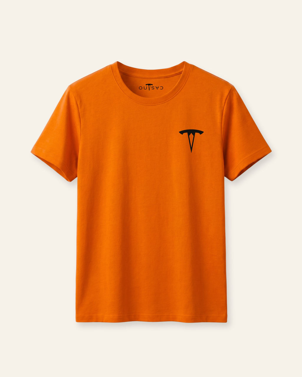 Kids orange basic tee with the OUTCAST logo, flat front