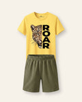 Boys Leopard Roar Shorts Set — Yellow
