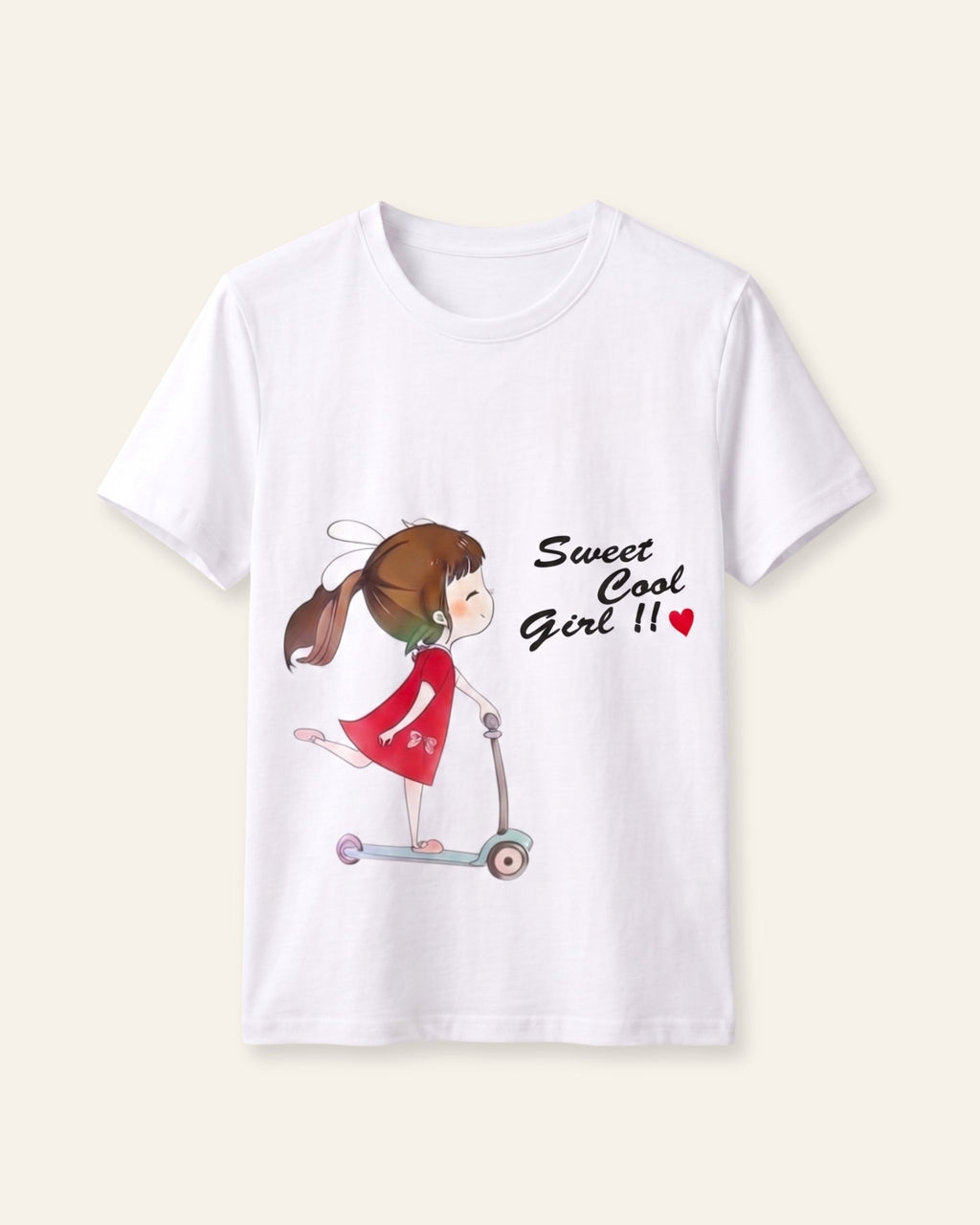 Girls Sweet Scooter Tee — White