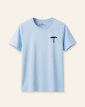 Kids sky blue basic tee with the OUTCAST logo, flat front