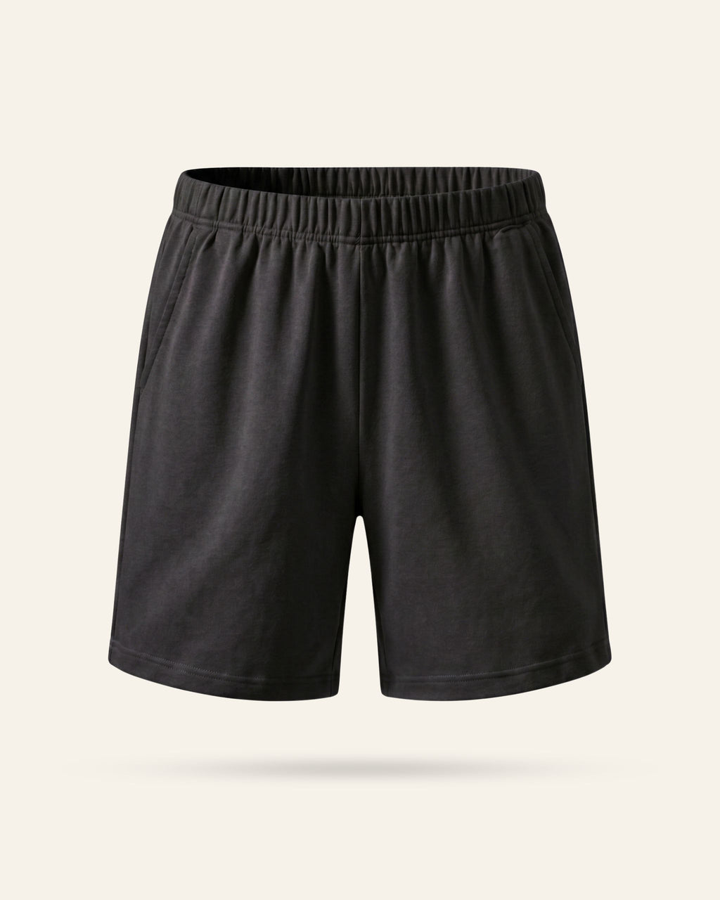 Kids black shorts with an elastic waist, flat front