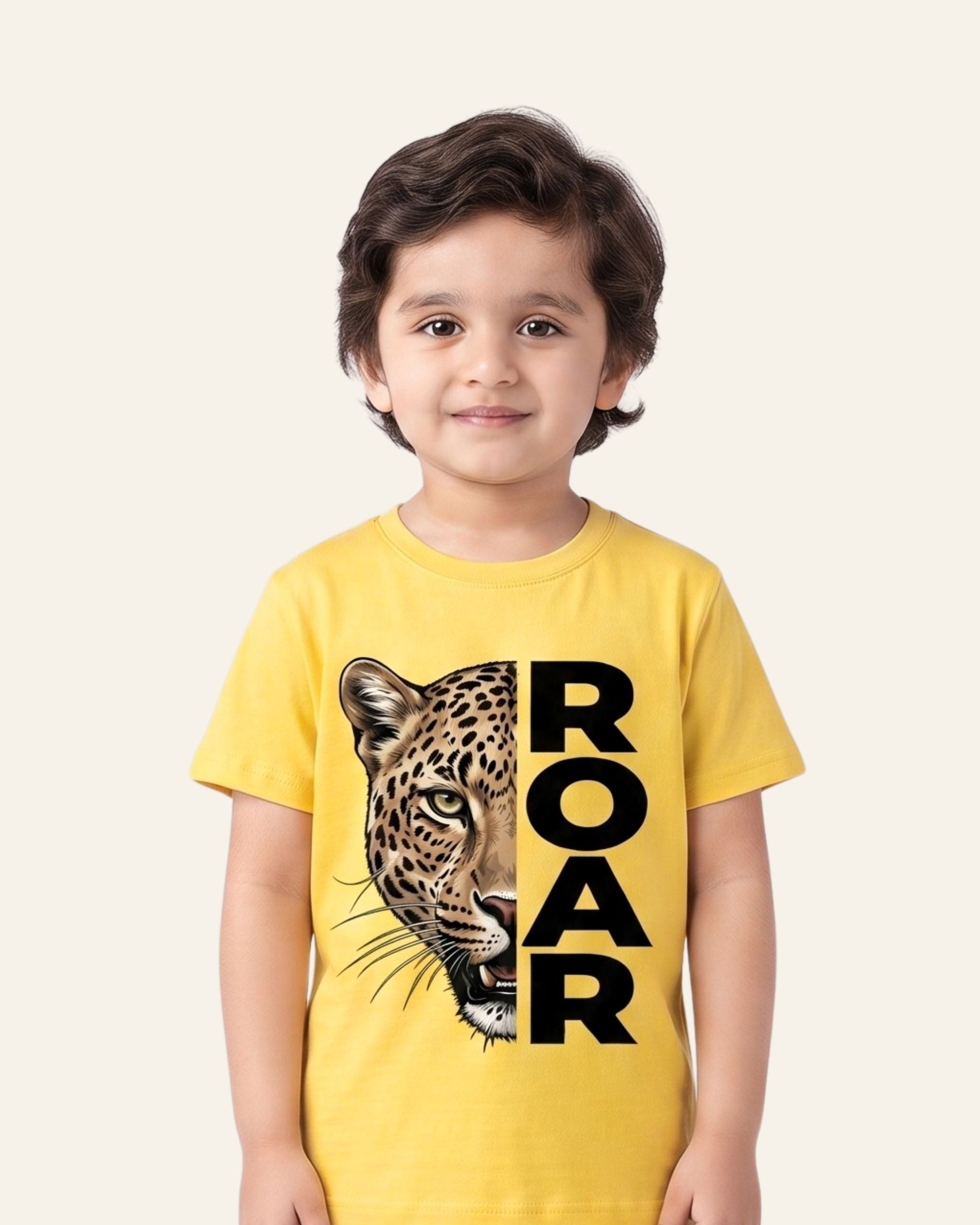 Boys Leopard Roar Shorts Set — Yellow