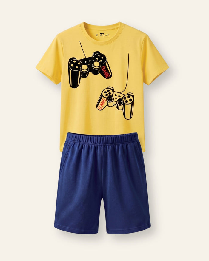 Boys Gamepad Shorts Set — Yellow