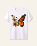 Girls Butterfly Sunflower Tee — White