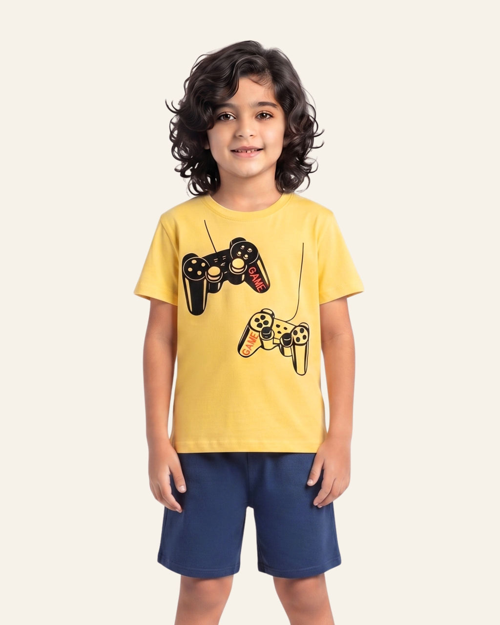 Boys Gamepad Shorts Set — Yellow