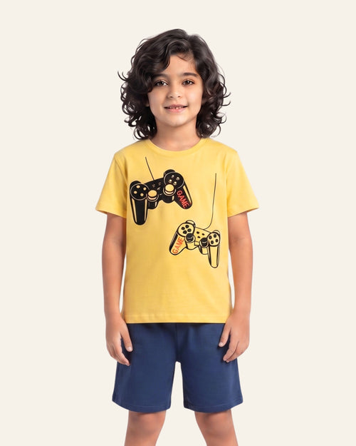 Boys Gamepad Shorts Set — Yellow