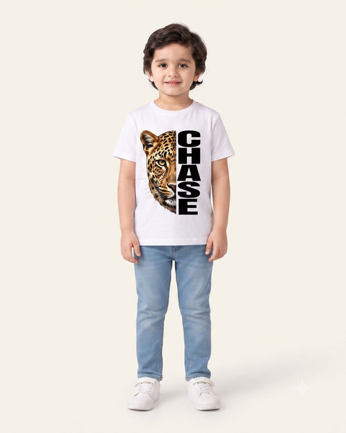 Boys Chase Leopard Tee — White