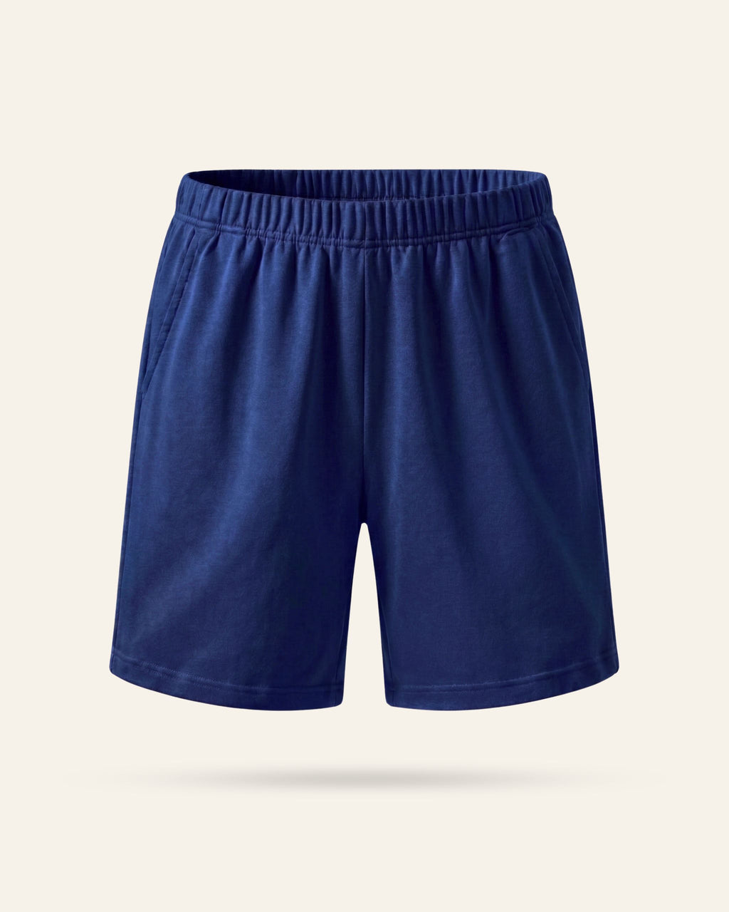 Kids navy shorts with an elastic waist, flat front