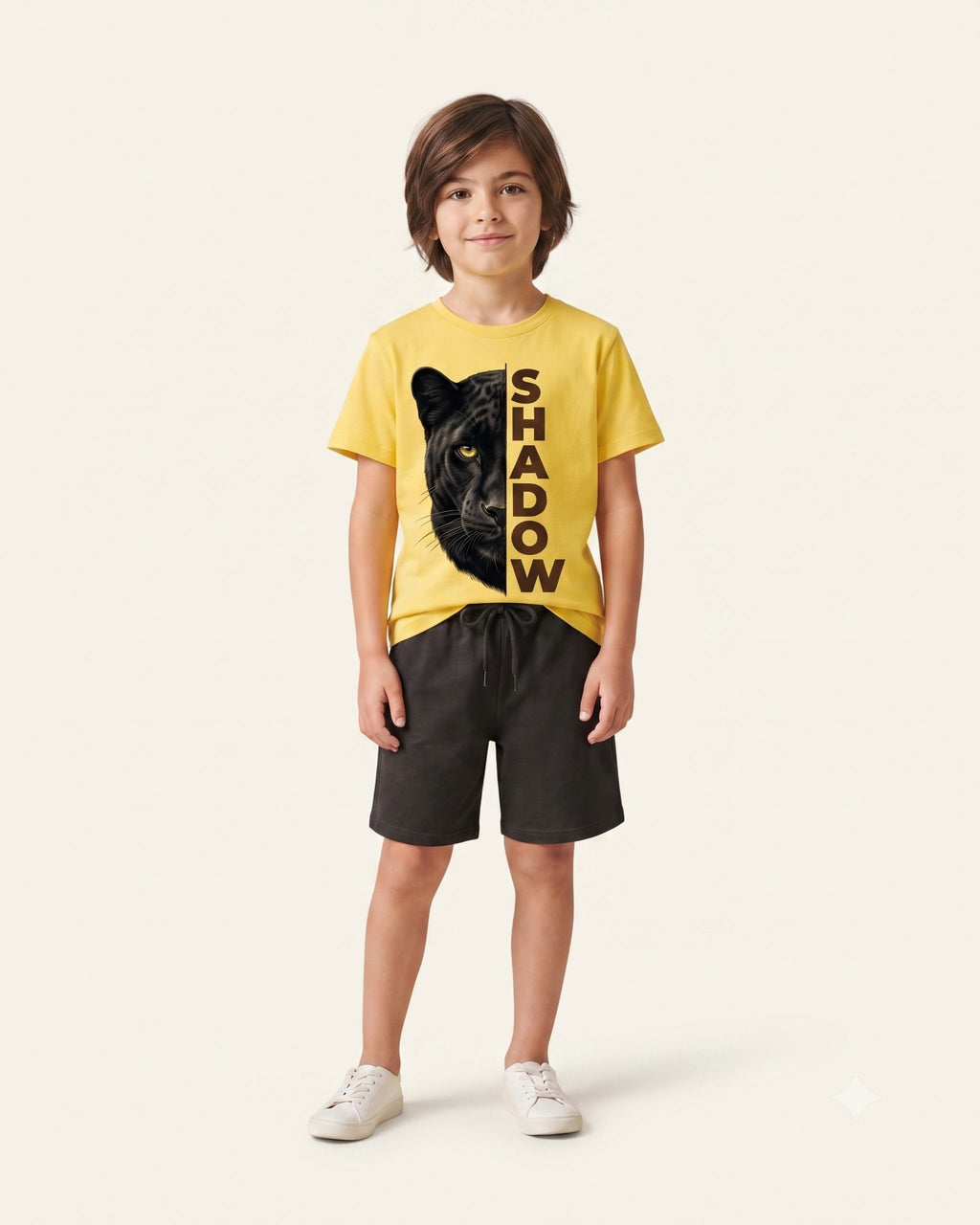 Boys Panther Shadow Shorts Set — Yellow
