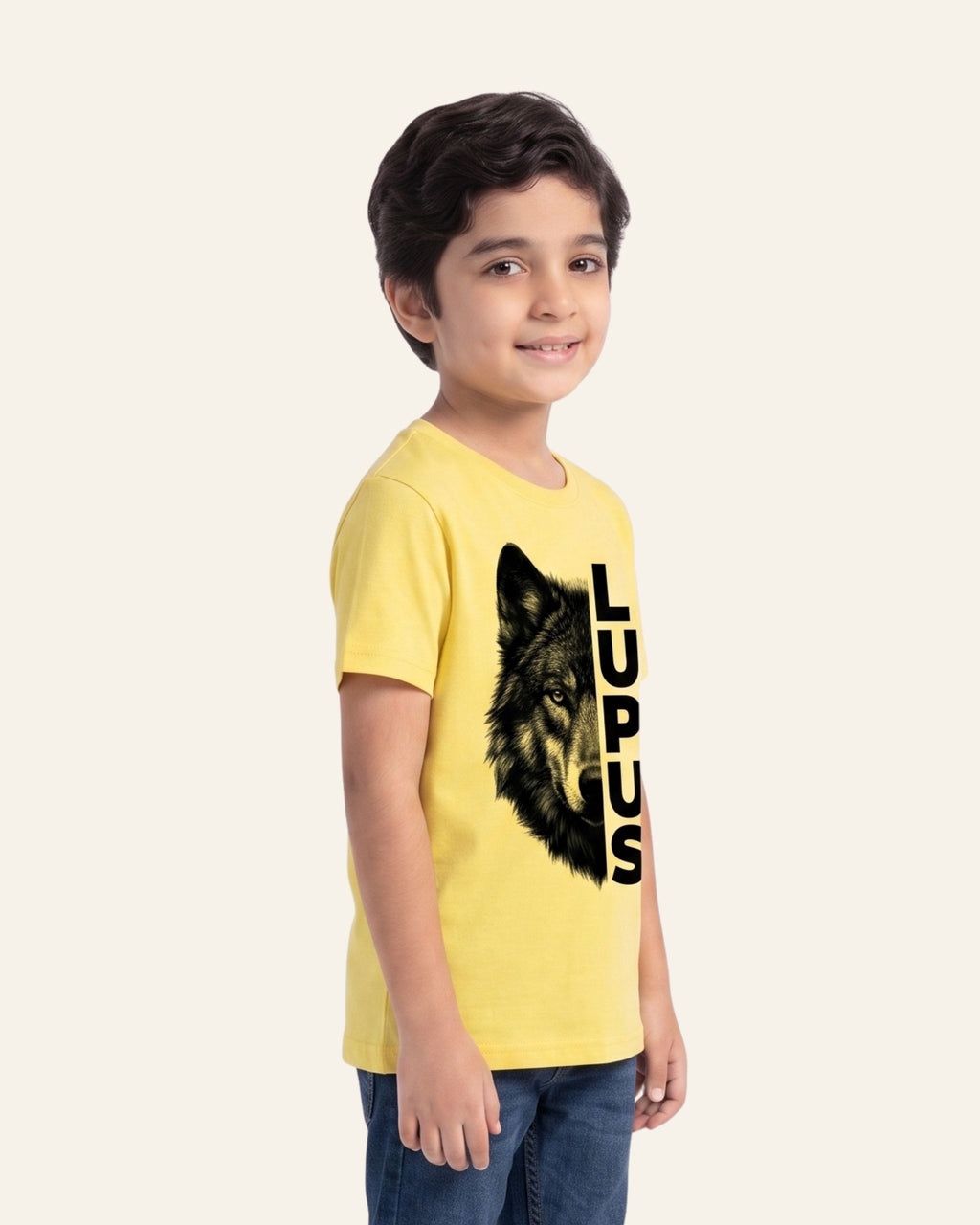 Boys Lupus Wolf Tee — Yellow